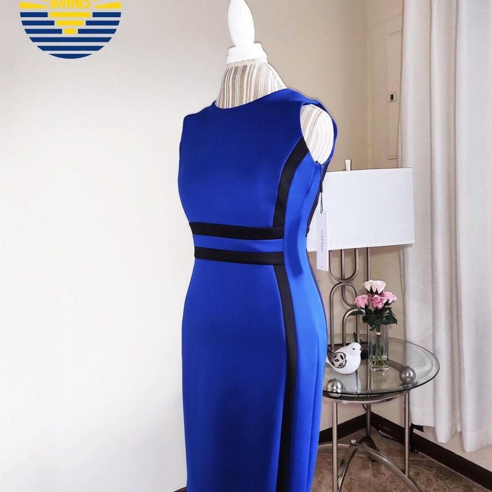 CALVIN KLEIN Color Block Dress. Scuba construction